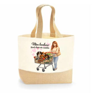Sac Cabas "Mon Bonheur" Cavalier King Charles