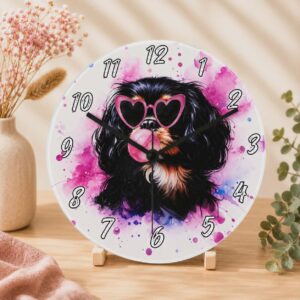 Horloge "Cavalier King Charles Noir et Feu"