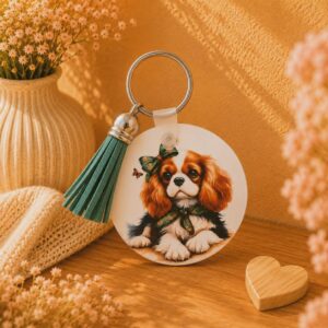Porte clés "Cavalier King Charles Blenheim Rond"