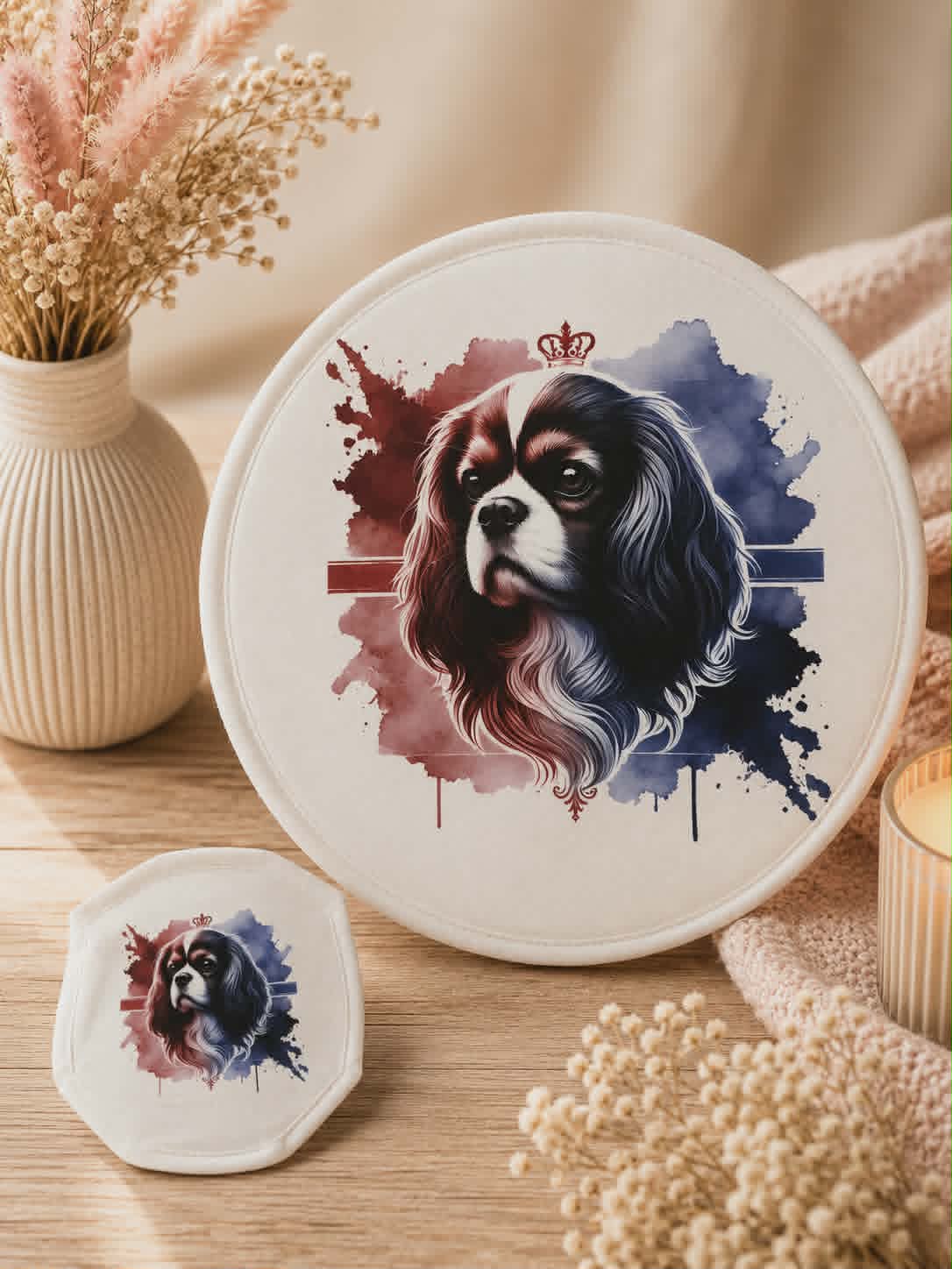 Éventail "Cavalier King Charles Tricolore"