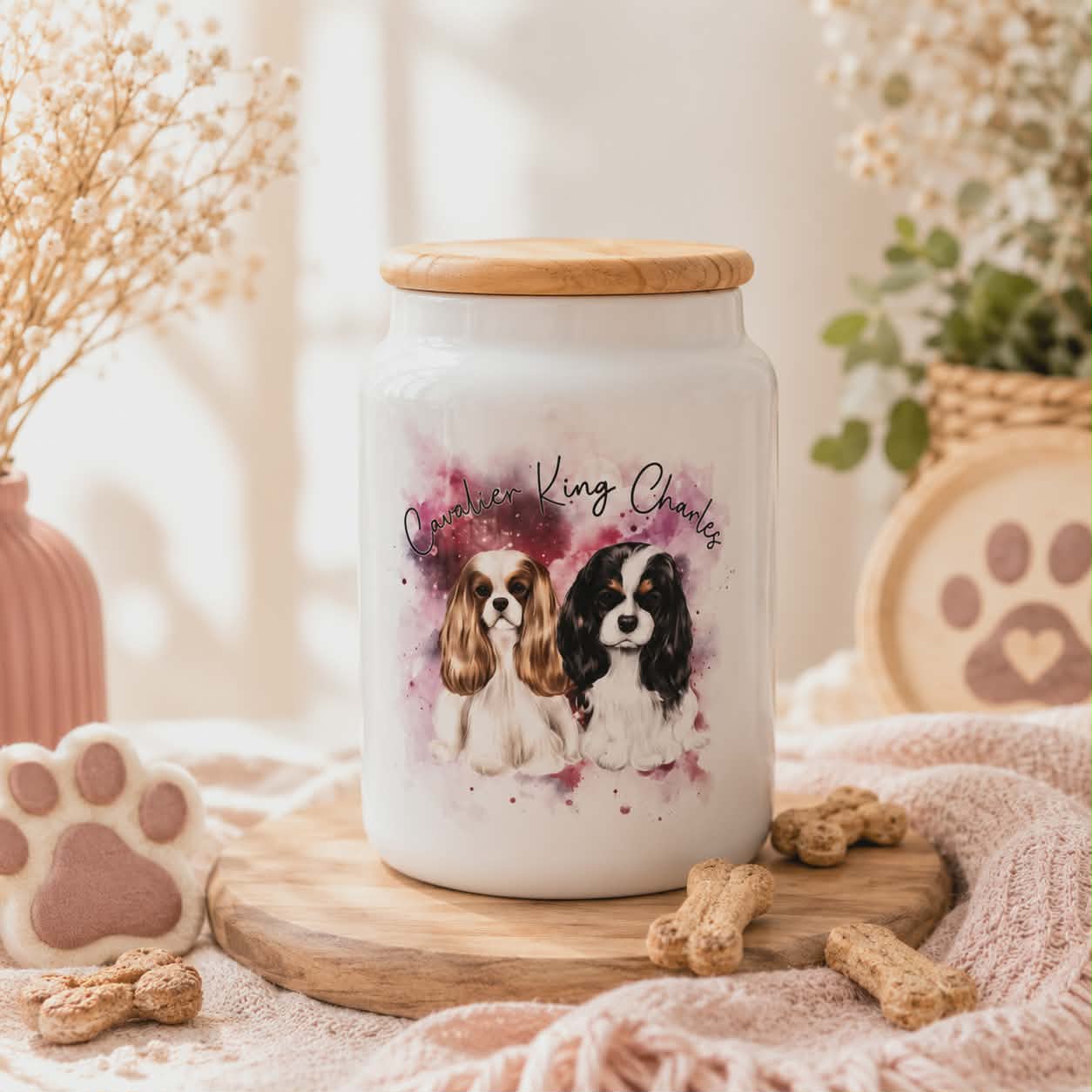 Boite à friandises "Cavalier King Charles Tricolore & Blenheim"