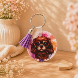 Porte clés "Cavalier King Charles Rond Ruby"