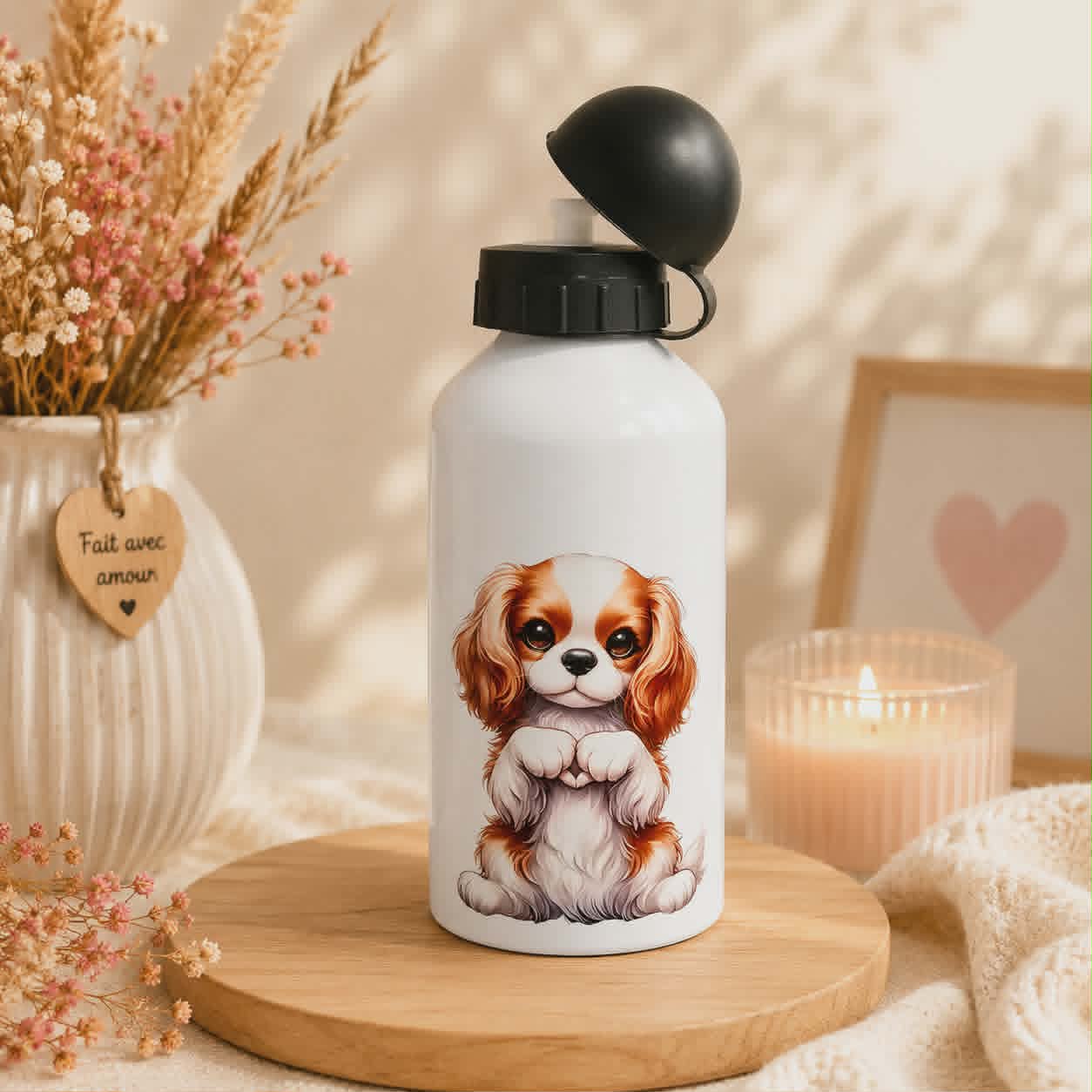Gourde en métal "Cavalier King Charles"