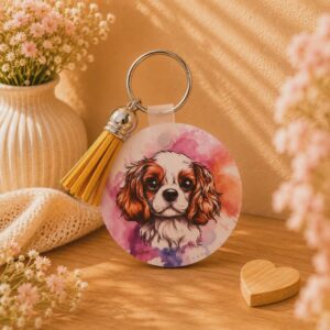 Porte clés "Cavalier King Charles Blenheim Rond"